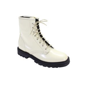 The Row Womens Patent Leather Lace Up Ankle Combat Boots White Size 37.5 7.5